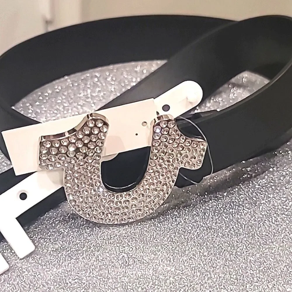True Religion Rhinestone Horseshoe Buckle‎ Belt
